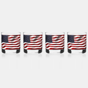 VASO DE WHISKEY BANDERA DE ESTRELLAS Y CADENAS