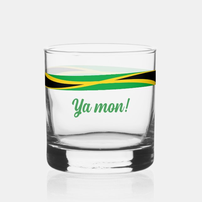 Vaso De Whiskey Bandera de Jamaica Ya Mon (Anverso)