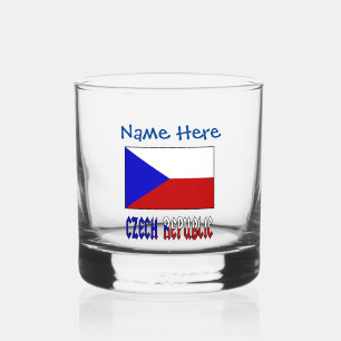 Vaso De Whiskey Bandera de la República Checa Chequia Personalizac