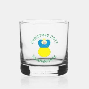 Vaso De Whiskey Bandera de Navidad personalizada del ángel ucrania