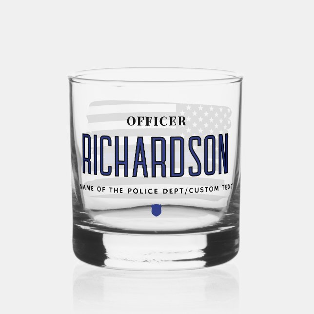 Vaso De Whiskey Bandera de oficial de policía de la Línea Azul del (Reverso )