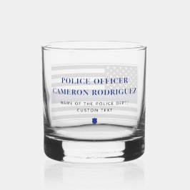 Vaso De Whiskey Bandera de oficial de policía de la Línea Azul del
