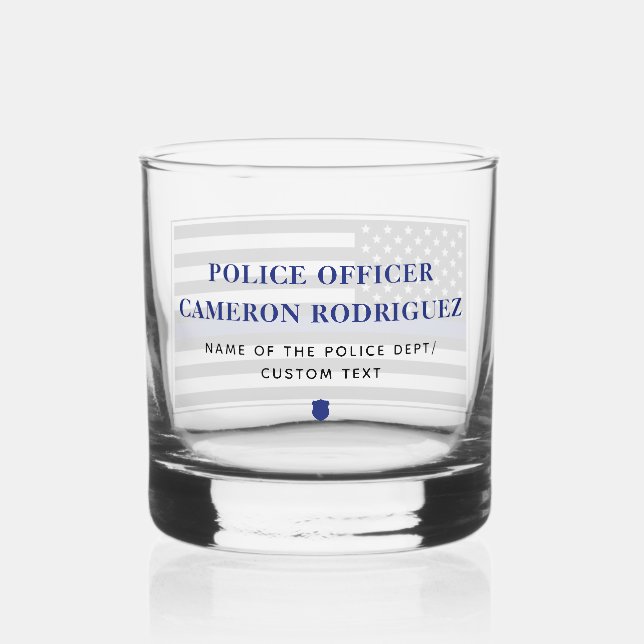 Vaso De Whiskey Bandera de oficial de policía de la Línea Azul del (Reverso )