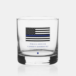 Vaso De Whiskey Bandera de oficial de policía de la Línea Azul del