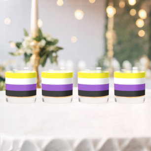 Vaso De Whiskey Bandera de orgullo no binario de SlipperyJoe's ama