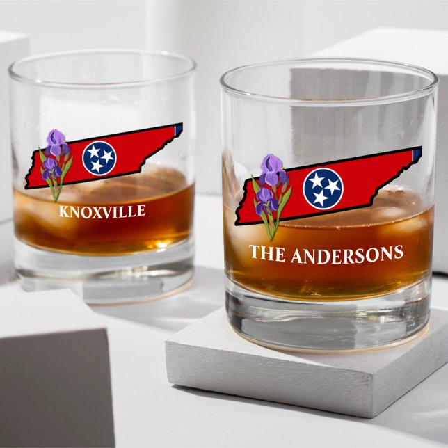 Vaso De Whiskey Bandera de Tennessee con Personalizado Iris de flo (Subido por el creador)