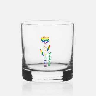 Vaso De Whiskey Bandera del Arcoíris Rosa Orgullo Gay Nombre Perso