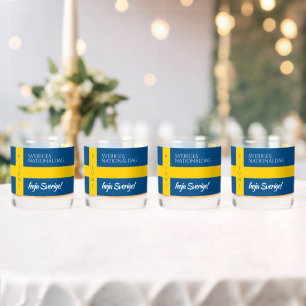 Vaso De Whiskey Bandera del Día Nacional Sueco Sveriges Nationalda