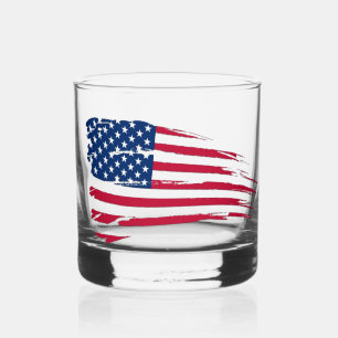 Vaso De Whiskey Bandera estadounidense desgastada