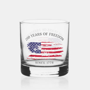 Vaso De Whiskey Bandera estadounidense desgastada de 250 años de l