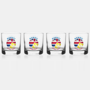 VASO DE WHISKEY BANDERA ESTATAL HAWAII ALOHA