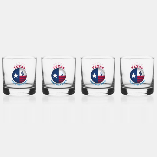 VASO DE WHISKEY BANDERA ESTATAL TEXAS LONE STAR (Anverso)
