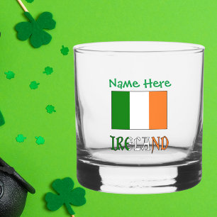 Vaso De Whiskey Bandera irlandesa Irlanda Verde Personalización 