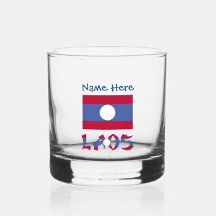 Vaso De Whiskey Bandera laosiana personalizada azul