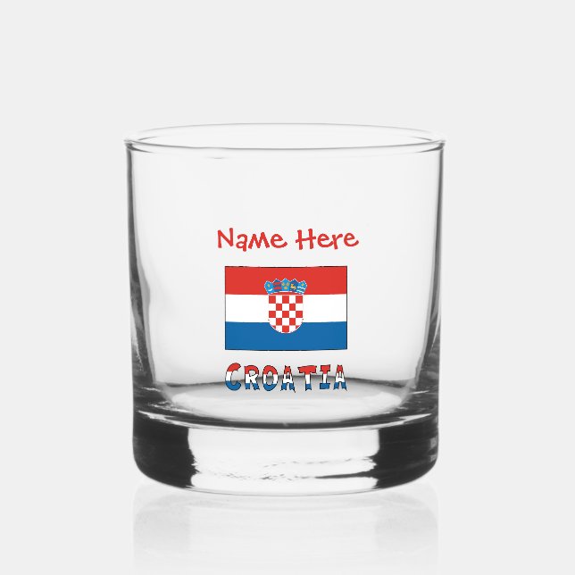 Vaso De Whiskey Bandera personalizada de Croacia  (Anverso)