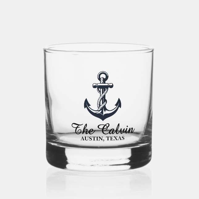 Vaso De Whiskey Barcos de recuerdo ancla (Anverso)