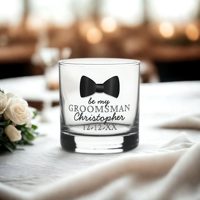 Vaso De Whiskey Be My Groomsman Nombre Boda Whiskey Glass (Your Groomsman's proposal gift and request card in one. Just add their name and your wedding date)