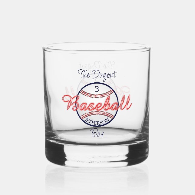 Vaso De Whiskey Béisbol Deportes Whiskey Rocks Vidrio Drinkware (Anverso)