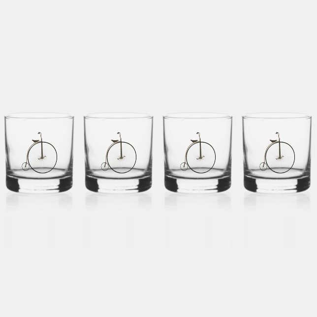 Vaso De Whiskey Bicicleta Antigua de Rueda Alta (Anverso)