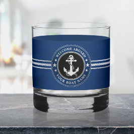 Vaso De Whiskey Bienvenida a bordo nombre barco Anchor Rope Stars