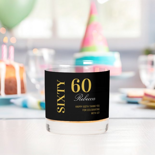 Vaso De Whiskey Black & Gold 60th Birthday Elegant Cocktail Fiesta (Insitu (Cumpleaños))