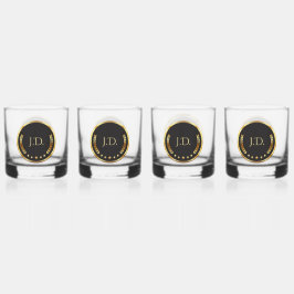 Vaso De Whiskey Black & Gold Poker – Personalized Monogram