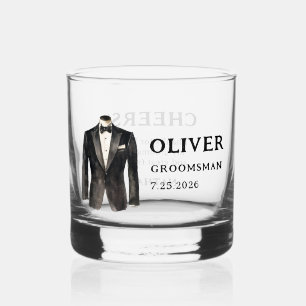 Vaso De Whiskey Black Suit Groomsman Propuesta Whiskey Glass