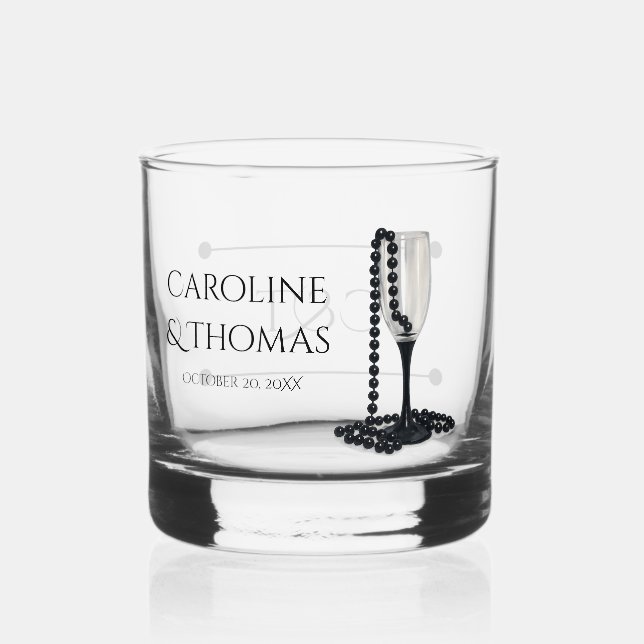 Vaso De Whiskey Black & White Pearl Champagne Glass Wedding (Reverso )
