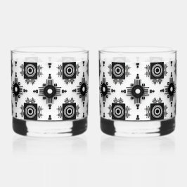 Vaso De Whiskey Blanco y negro geométrico elegante