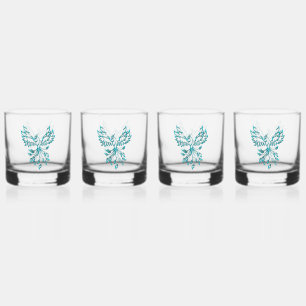 Vaso De Whiskey Blue Phoenix Rising en Blanco