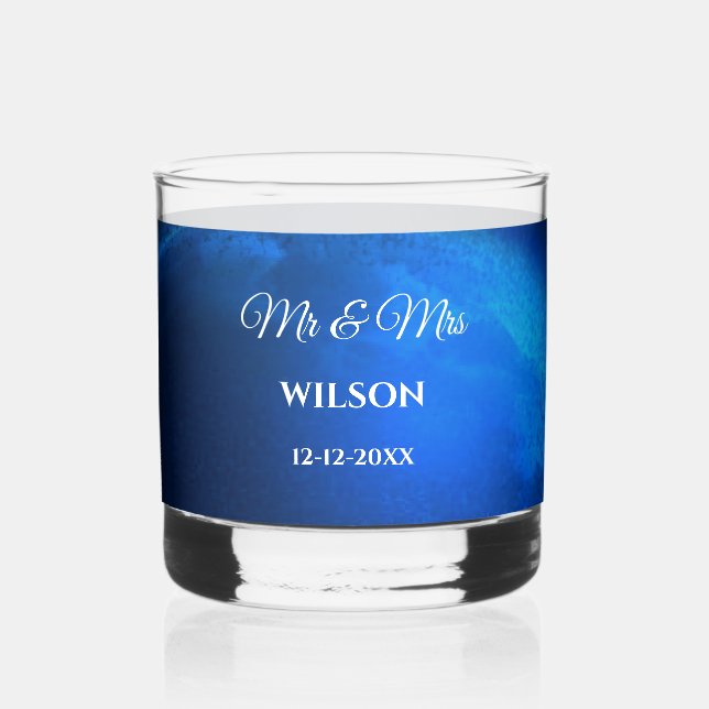 Vaso De Whiskey Boda celestal Luna Azul y Estrellas Medianoche (Izquierda)