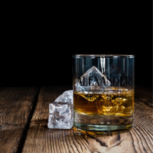 Vaso De Whiskey Boda de año de nombre personalizado mínimo grabado