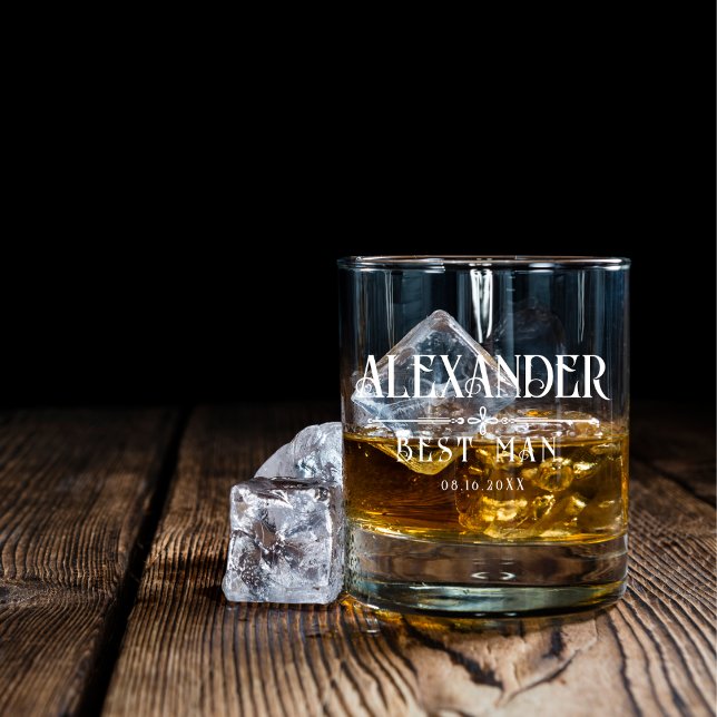 Vaso De Whiskey Boda de año de nombre personalizado mínimo grabado (Subido por el creador)
