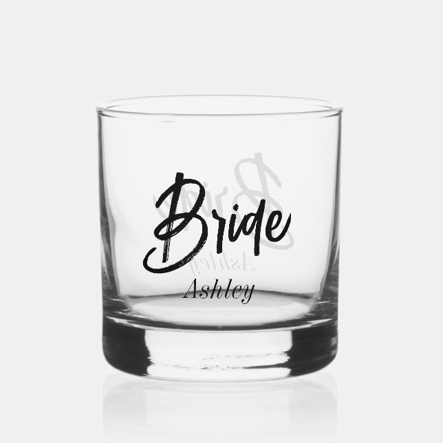 Vaso De Whiskey Boda de escritura blanca de novia (Anverso)