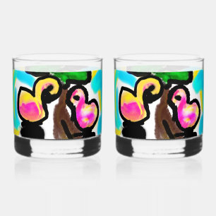 Vaso De Whiskey Boda de flamencos rosados