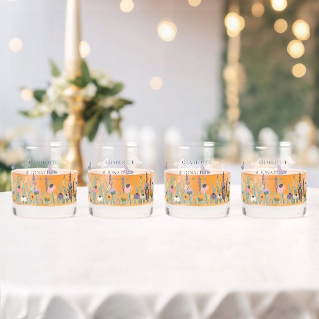 Vaso De Whiskey Boda de flores silvestres y mariposas (Insitu (Boda))