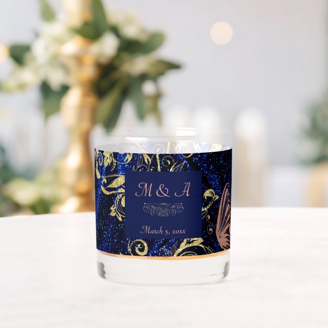 Vaso De Whiskey Boda de mariposa Royal Blue Gold (Insitu (Boda))