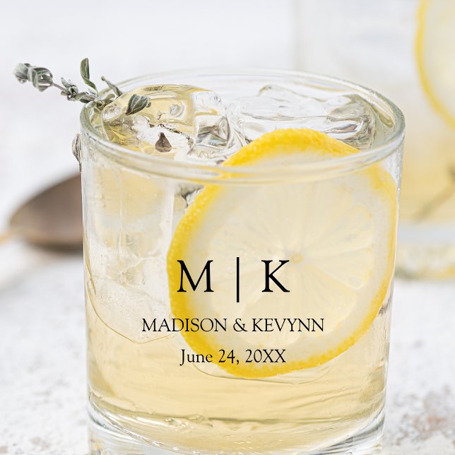 Vaso De Whiskey Boda de monograma Minimalista moderno (Several styles to choose from.)