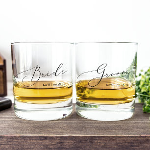 Vaso De Whiskey Boda de novia y Groom personalizado