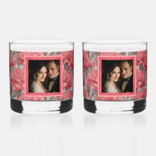 Vaso De Whiskey Boda en la costa con flor de clavel personalizada