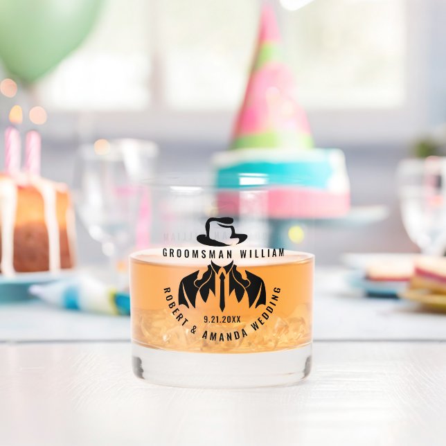 Vaso De Whiskey Boda Groomsman Elegant Tuxedo (Insitu (Cumpleaños))