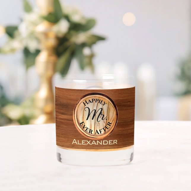 Vaso De Whiskey Boda personalizado Grooms MR Tono de madera (Insitu (Boda))