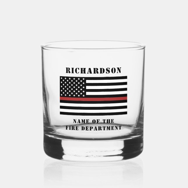 Vaso De Whiskey Bombero personalizado Departamento de bomberos del (Anverso)