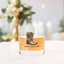 Vaso De Whiskey Botas de vaquero de Navidad personalizadas