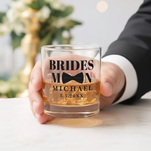 Vaso De Whiskey BRIDESMAN boda de corbata negra personalizado (Subido por el creador)