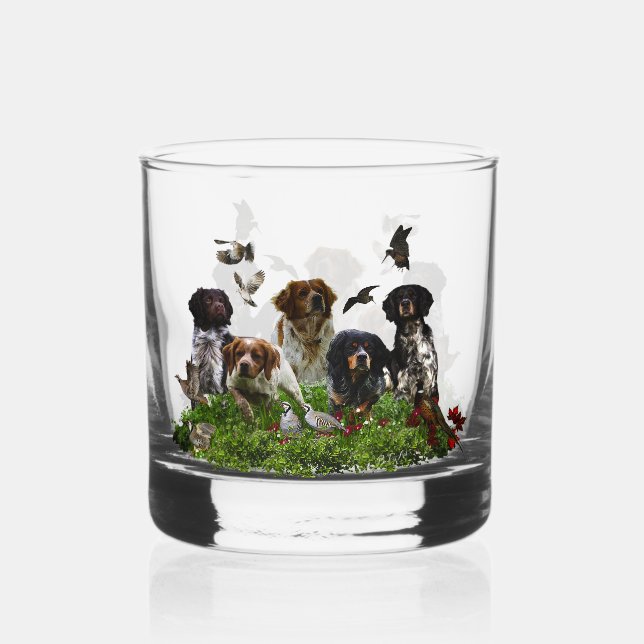Vaso De Whiskey Brittany Spaniel y chocha  (Anverso)