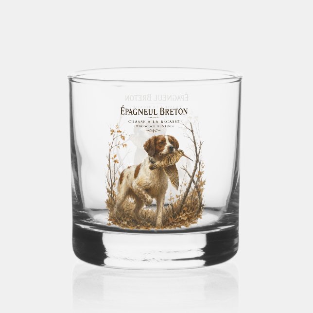 Vaso De Whiskey Brittany Spaniel y chocha  (Anverso)