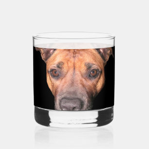 Vaso De Whiskey Brown Brindle Staffordshire Bull Terrier Face,