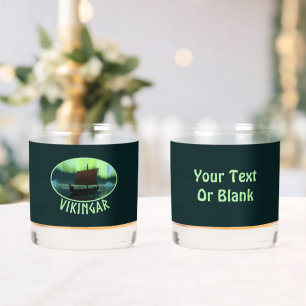 Vaso De Whiskey Buque Viking Y Luces Del Norte