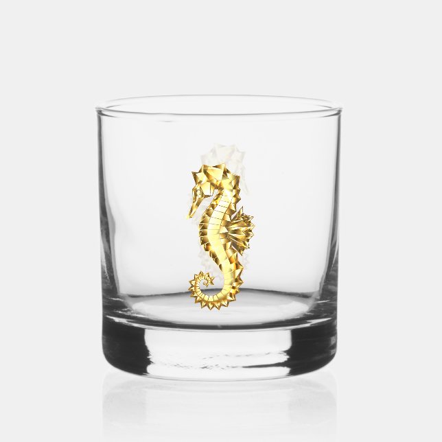 Vaso De Whiskey Caballo marino polígono de oro (Anverso)